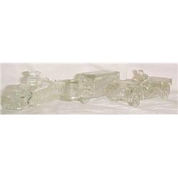 3 glass candy containers