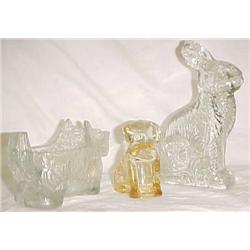 3 glass candy containers