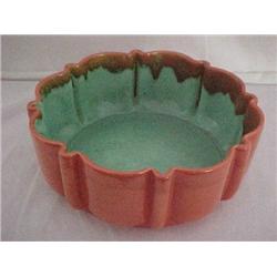 Stangle ruffled bowl with drip glaze re