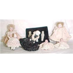 6 bisque and 3 china doll