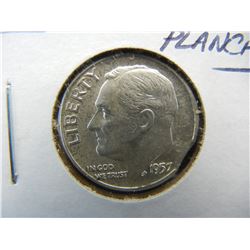 1957 Roosevelt Dime, Clipped Planchet