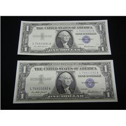 2 Consecutive 1957 Crisp Unc Silver Certificates