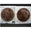 Image 2 : (2) Copper Rounds .999 St. Augustine and Peace Designs