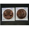Image 1 : (2) Copper Rounds .999 Buffalo and Eagle Designs