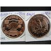 Image 2 : (2) Copper Rounds .999 Buffalo and Eagle Designs