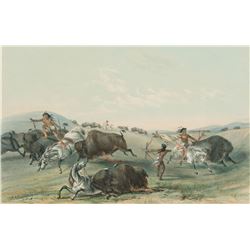 George Catlin - Catching the Wild Horse & Buffalo Hunt, Chase