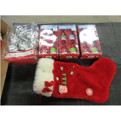 UNCLAIMED STORAGE - BOX OF ASSORTED CHRISTMAS DECORATIONS, STOCKINGS, ETC