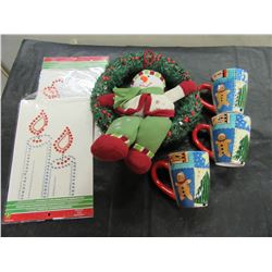 UNCLAIMED STORAGE - BOX OF ASSORTED CHRISTMAS MUGS, WALL DECORATIONS, ADVENT CALENDAR, ETC