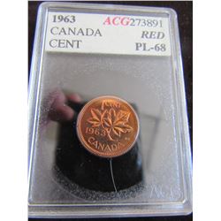 1963 CANADIAN PENNY (PL68) (ACG273891) (CASED)