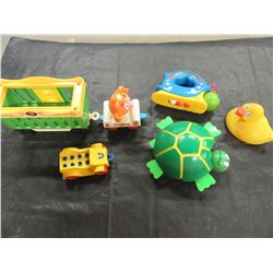 ESTATE - BOX WITH ASSORTED TOYS (TRAIN, SESAME STREET, RUBBER DUCKS, ETC)