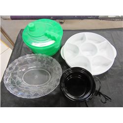 ESTATE - BOX WITH SALAD SPINNER, MINI CROCK POT, DISHWARE, ETC