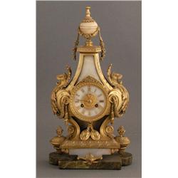 1 FRENCH BRONZE AND ALABASTER MANTLE CL