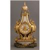 Image 1 : 1 FRENCH BRONZE AND ALABASTER MANTLE CL