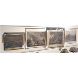 1 GROUP OF FOUR UNFRAMED ENGRAVINGS, 