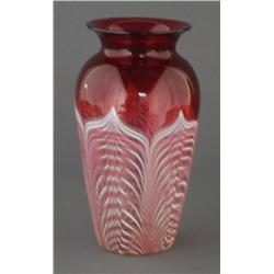 1 DURAND RED ART GLASS VASE 9 1/2 