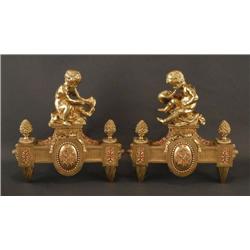 1 PAIR OF FRENCH GILT BRONZE FIREPLACE 