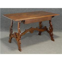 1 ITALIAN BAROQUE WALNUT TRESTLE TABLE 