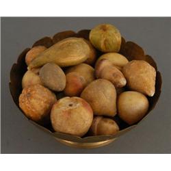 1 COLLECTION OF 23 MARBLE FRUITS, NUTS 