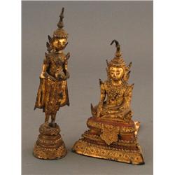 1 PAIR OF THAI GILT BRONZE DIETY FIGURE