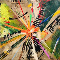 "I.E.D." 36x36 Abstract Acrylic on Linen by Martin Cervantez