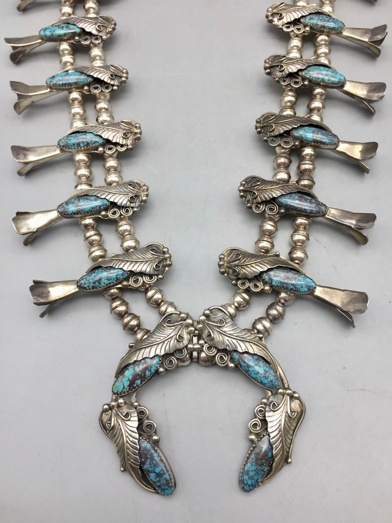 Vintage Turquoise Squash Blossom Necklace