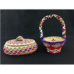 Two Beaded Tohono O’Odham Baskets