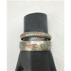 Two Vintage Chip Inlay Bracelets