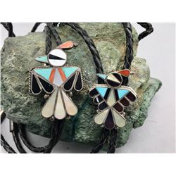 Two Zuni Inlay Bolo Ties  from Jewel Box Collection