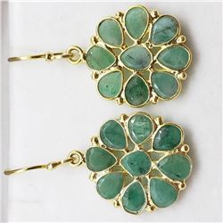 Silver Emerald Gold Plated Earrings (~weight 2.5g), Suggested Retail Value $200