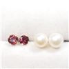 Image 1 : 10K Yellow Gold Garnet And Fresh Water Pearl 2In1 Earrings, Made in Canada, Suggested Retail Value $