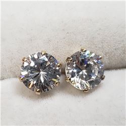10K Yellow Gold Cubic Zirconia 6.5Mm Earrings (~weight 1.1g), Made in Canada, Suggested Retail Value