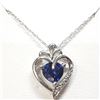 Image 1 : Silver Created Blue Sapphire 18" Necklace, Suggested Retail Value $100