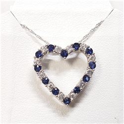Silver Created Sapphire And White Topaz 18" Necklace, Suggested Retail Value $100