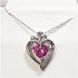 Silver Created Pink Sapphire 18" Necklace, Suggested Retail Value $100