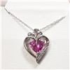 Image 1 : Silver Created Pink Sapphire 18" Necklace, Suggested Retail Value $100