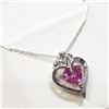 Image 2 : Silver Created Pink Sapphire 18" Necklace, Suggested Retail Value $100