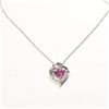Image 3 : Silver Created Pink Sapphire 18" Necklace, Suggested Retail Value $100