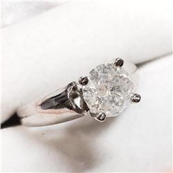 14K White Gold Diamond (1.10Ct,I2,G) Ring (~Size 6) (~weight 3.51g), Made in Canada, Appraised Retai
