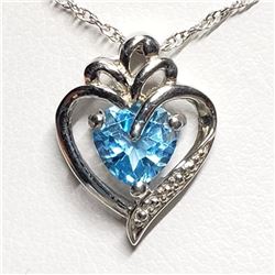 Silver Simulated Aquamarine 20" Necklace, Suggested Retail Value $100