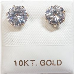 10K Yellow Gold Cz 6.5Mm Earrings, Made in Canada, Suggested Retail Value $240