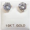 Image 1 : 10K Yellow Gold Cz 6.5Mm Earrings, Made in Canada, Suggested Retail Value $240