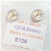 Image 3 : 10K Yellow Gold Cz 6.5Mm Earrings, Made in Canada, Suggested Retail Value $240