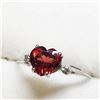 Image 3 : 10K White Gold Garnet(1.5ct) Diamond(0.03ct) Ring (~Size 6) (~weight 1.13g), Made in Canada, Suggest