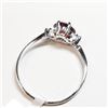 Image 4 : 10K White Gold Garnet(1.5ct) Diamond(0.03ct) Ring (~Size 6) (~weight 1.13g), Made in Canada, Suggest