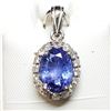 Image 1 : 14K White Gold Tanzanite(2ct) Diamond(0.24ct) Pendant (~weight 1.66g), Made in Canada, Appraised Ret