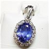 Image 2 : 14K White Gold Tanzanite(2ct) Diamond(0.24ct) Pendant (~weight 1.66g), Made in Canada, Appraised Ret