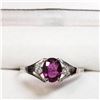 Image 1 : 10K White Gold Natural Ruby(0.65ct) Diamond(0.04ct) Ring (~Size 6) (~weight 1.23g), Made in Canada, 