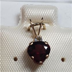 10K Yellow Gold Garnet 1Ct And White Topaz Pendant, Suggested Retail Value $100