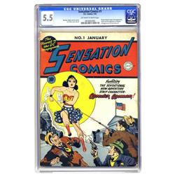 Sensation Comics #1 (DC, 1942) CGC FN- 5.5 Off-white to Sensation Comics #1 (DC, 1942) CGC FN- 5.5 O