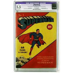 Superman #2 (DC, 1939) CGC Apparent FN- 5.5 Extensive ( Superman #2 (DC, 1939) CGC Apparent FN- 5.5 